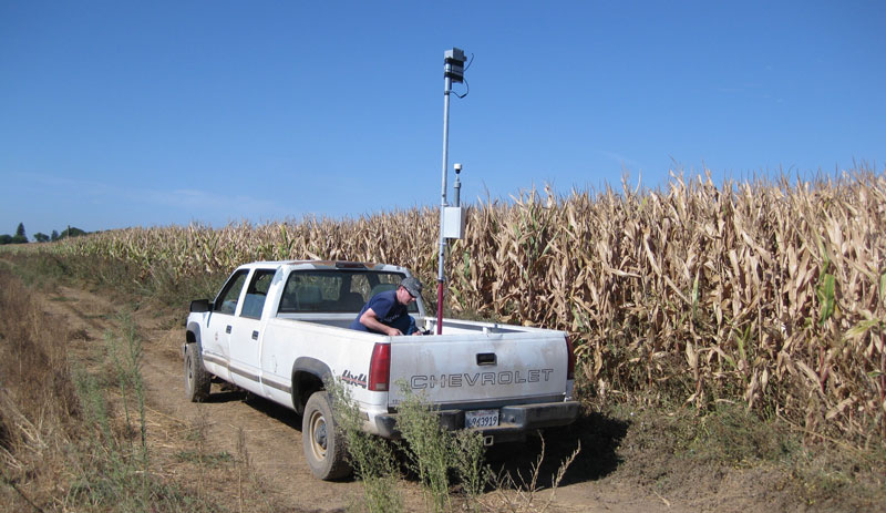 Dr. Andreas Held deploys a CLASP at the CSU Chico University Farm.